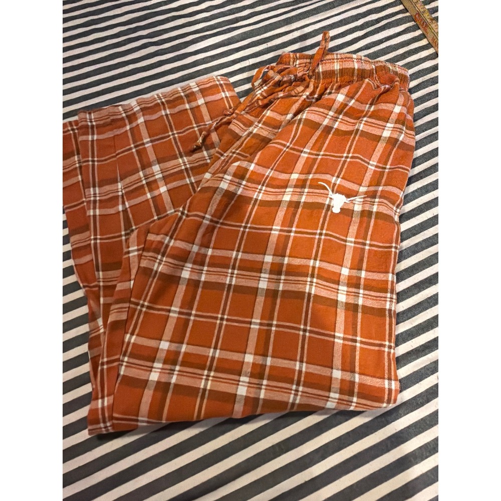 Texas Longhorns Pajama Pants Mens XL Burnt Orange Plaid Flannel Bottom Drawers